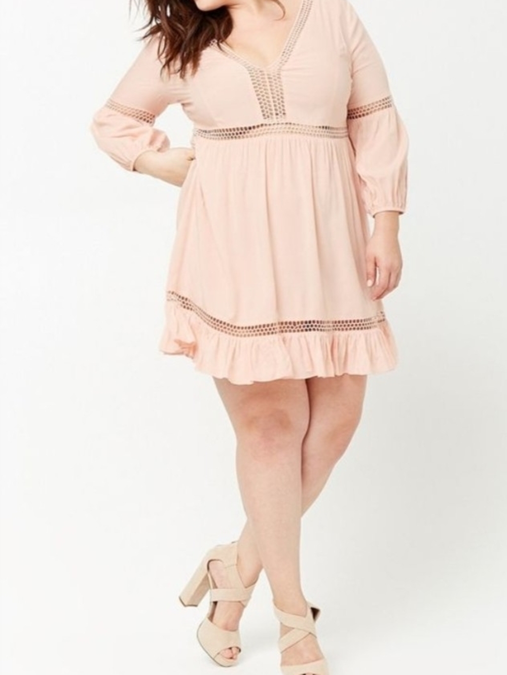 Blush Crochet-Trim Dress Plus Size 2X
